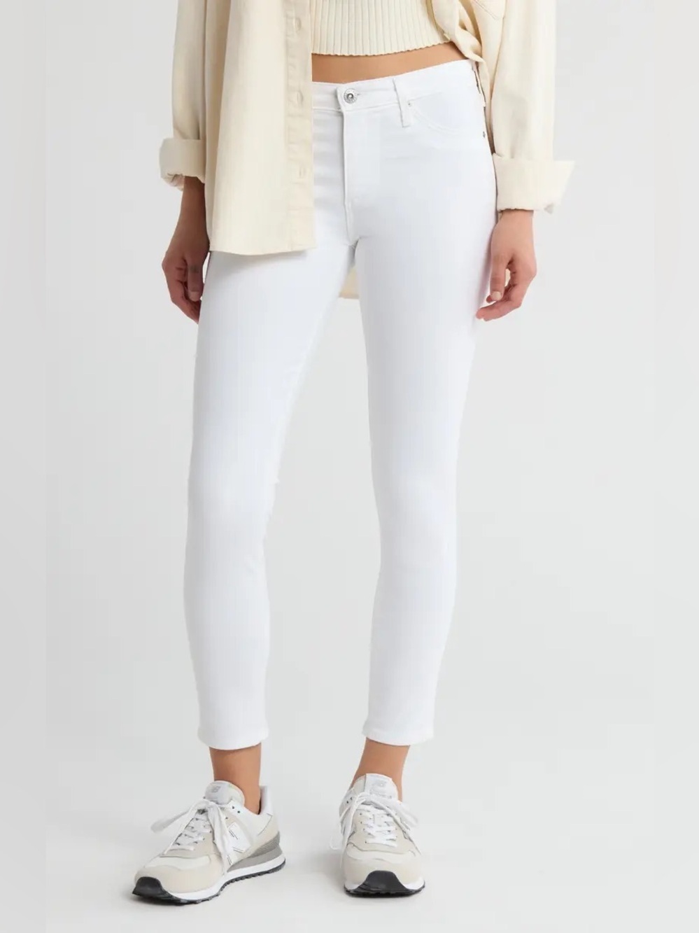 AG Adriano Goldschmied The Abbey Mid Rise Super Skinny Ankle Jeans White 25